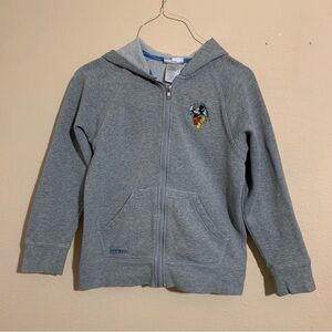 Walt Disney World Gray Full Zip Hoodie Mickey Mouse Embroidered Large Youth